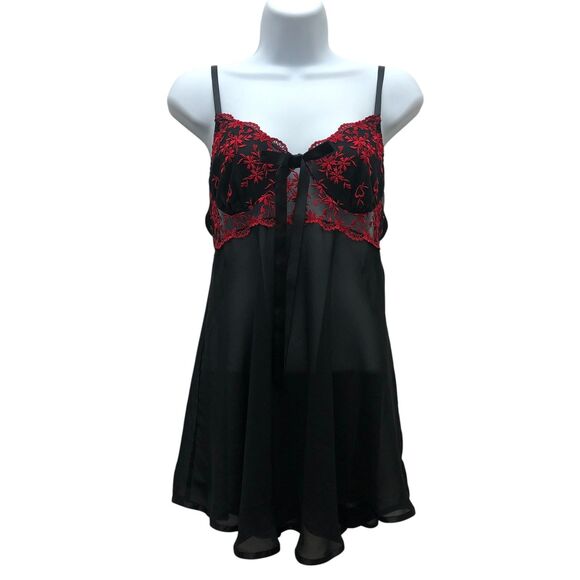Seductive Wear‎ Babydoll Womens Med Sheer Lingerie Nightgown Lace Bow Whimsigoth - Picture 1 of 11